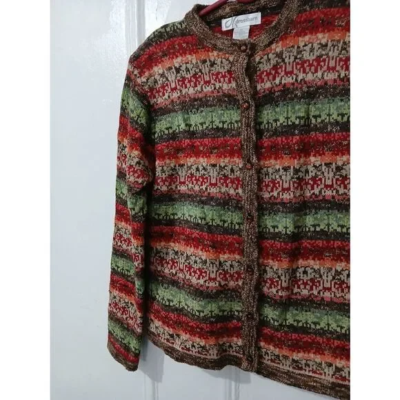 Womens y2k vintage sweater medium grandma granola rust earthtone brown green - Picture 4 of 9